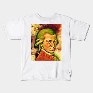 Wolfgang Amadeus Mozart Snow Portrait | Wolfgang Amadeus Mozart Artwork 14 Kids T-Shirt